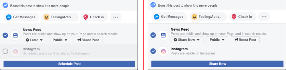 Write Facebook Post Publish the Post on Instagram and Facebook